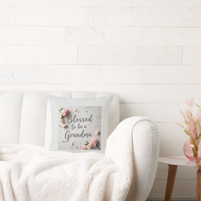 Pastel Gray Blessed to be a Grandma Cushion (Couch)