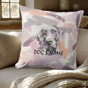 Pastel Great Dane Portrait – Modern Abstract Art Cushion
