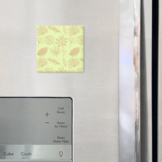 Pastel Green and Beige Leaves Pattern  Magnet (In Situ (Fridge))