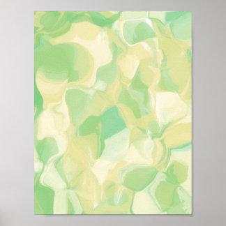 Pastel Green and Butter Yellow Abstract Organic Wa Poster