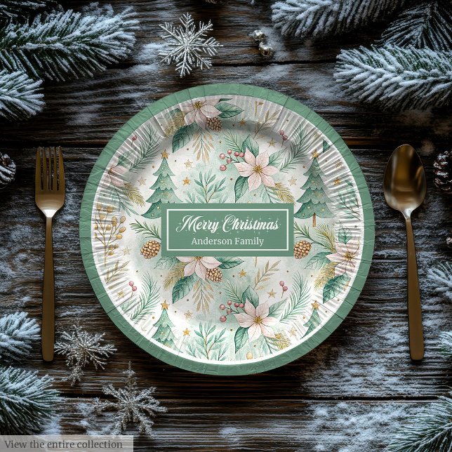 Pastel Green and Gold Plates Christmas Floral Wrap (Pastel Green and Gold Plates Christmas Floral Wrap)