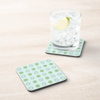 Pastel Green and Grey Geometric Pattern Coaster