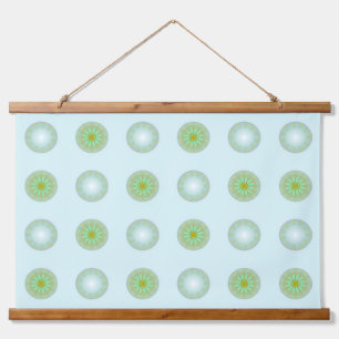 Pastel Green and Grey Geometric Pattern Hanging Tapestry