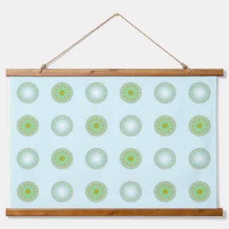 Pastel Green and Grey Geometric Pattern Hanging Tapestry