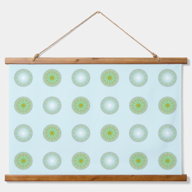 Pastel Green and Grey Geometric Pattern Hanging Tapestry (Front)