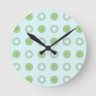Pastel Green and Grey Geometric Pattern Round Clock