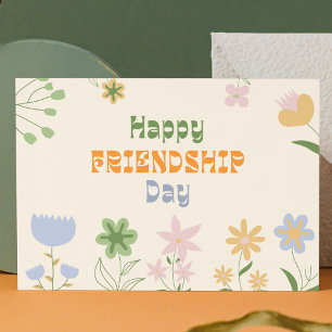 Pastel Green and Orange Floral Friendship Day Holiday Postcard