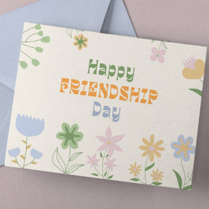 Pastel Green and Orange Floral Friendship Day  Postcard