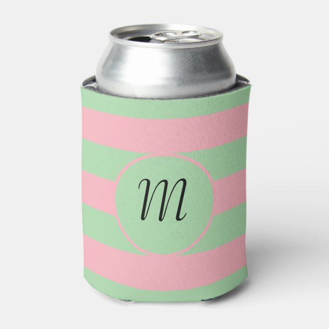 Pastel Green and Pink  Can Cooler (Can Front)