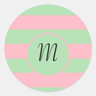 Pastel Green and Pink  Classic Round Sticker