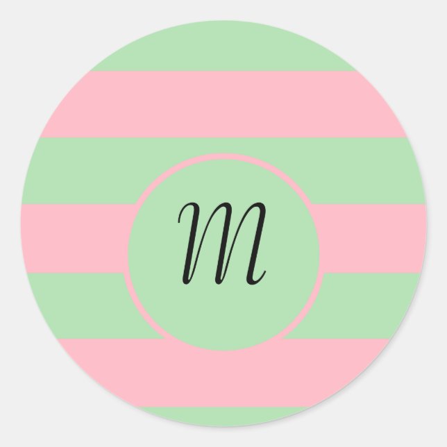Pastel Green and Pink  Classic Round Sticker (Front)