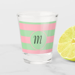 Pastel Green and Pink  Shot Glass