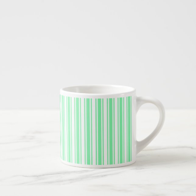 Pastel green and white candy stripes espresso cup (Right)