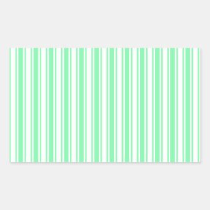 Pastel green and white candy stripes rectangular sticker