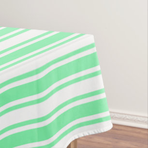 Pastel green and white candy stripes tablecloth
