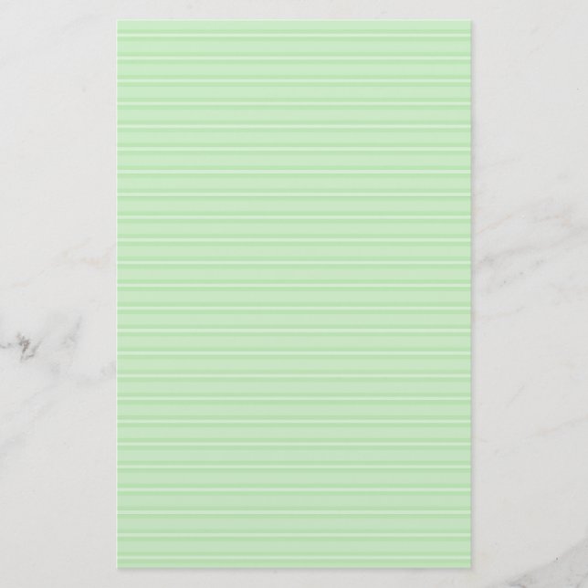 Pastel Green and White Striped Stationery Paper (Front)
