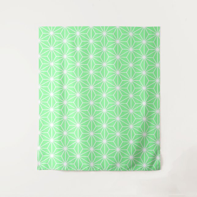 Pastel Green Art Deco Style Triangles Pattern Tapestry (Front)
