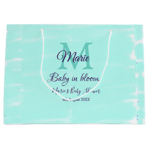 Pastel green baby in bloom monogram baby shower te large gift bag