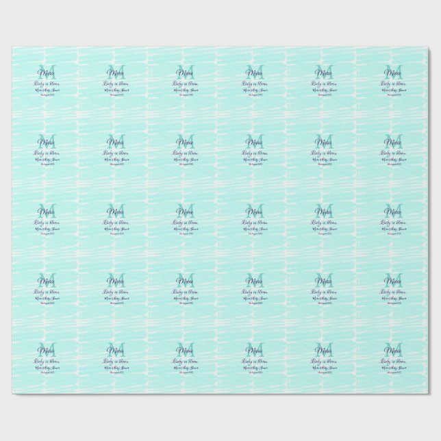 Pastel green baby in bloom monogram baby shower te wrapping paper (Flat)