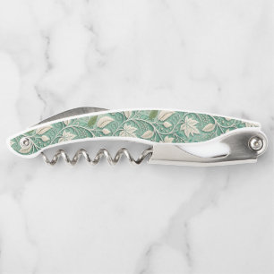 Pastel Green Beige Vintage Botanical Pattern Corkscrew