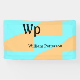 Pastel green blue add name monogram letter title banner