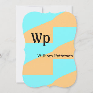 Pastel green blue add name monogram letter title card