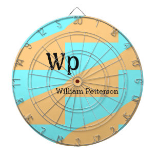 Pastel green blue add name monogram letter title dartboard