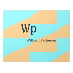Pastel green blue add name monogram letter title notepad