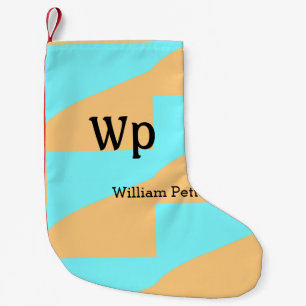 Pastel green blue add name monogram letter title small christmas stocking
