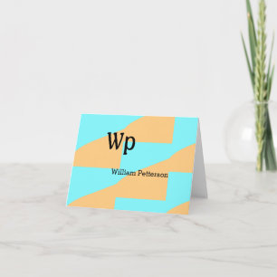 Pastel green blue add name monogram letter title thank you card