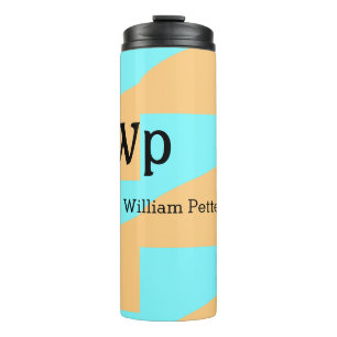 Pastel green blue add name monogram letter title thermal tumbler