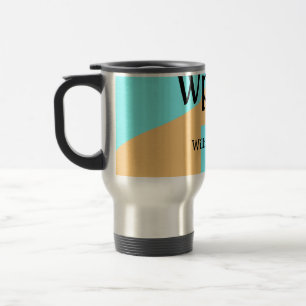 Pastel green blue add name monogram letter title travel mug