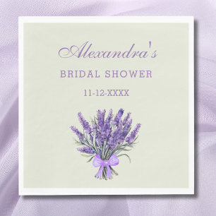 Pastel Green Bow Floral Lavender Bridal Shower  Napkin