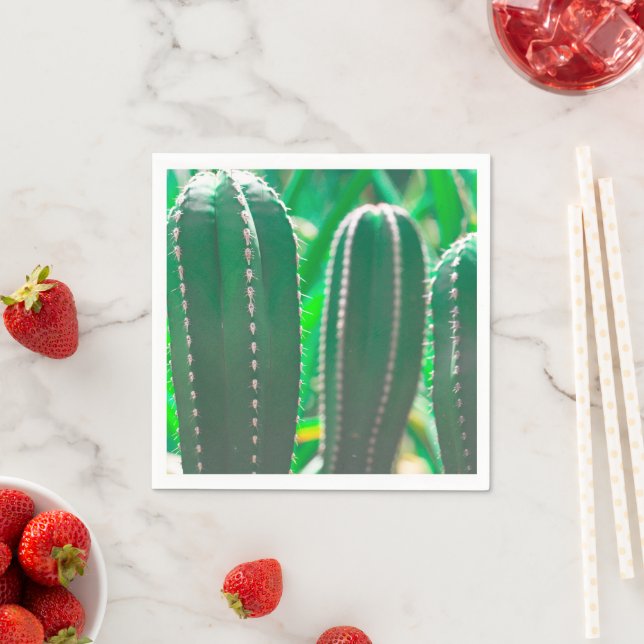 Pastel Green cactus plant leaves pastel Napkin (Insitu)