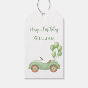 Pastel Green Car & Balloon Gift Tag