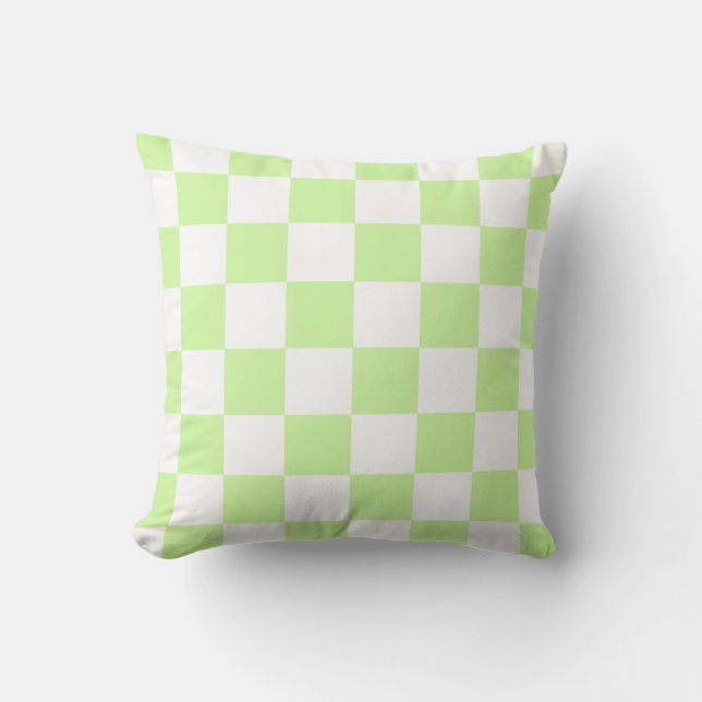 Pastel Green Chequered Gingham Pattern Cushion (Front)