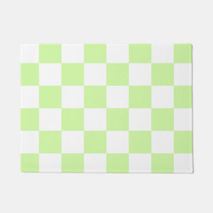 Pastel Green Chequered Gingham Pattern Doormat
