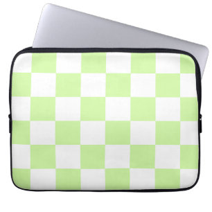 Pastel Green Chequered Gingham Pattern Laptop Sleeve