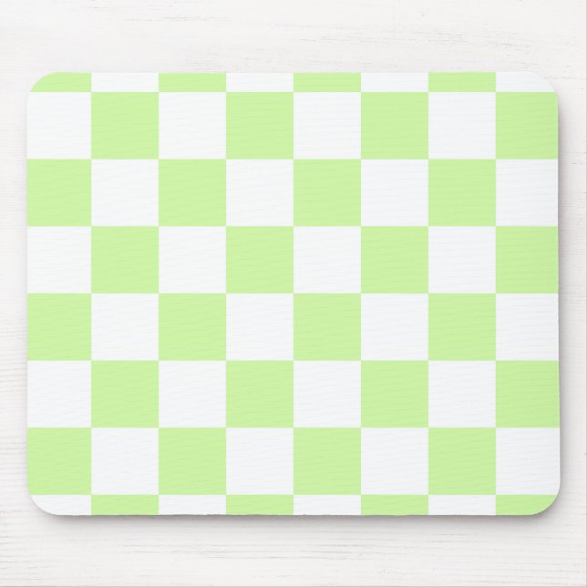 Pastel Green Chequered Gingham Pattern Mouse Pad (Front)