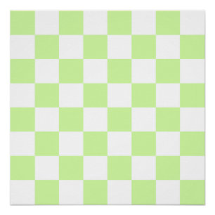 Pastel Green Chequered Gingham Pattern Poster