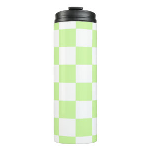Pastel Green Chequered Gingham Pattern Thermal Tumbler