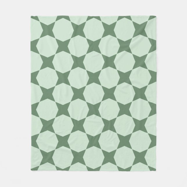 Pastel Green Circle Hexagon Scandinavian Pattern Fleece Blanket (Front)