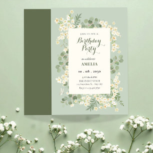 Pastel green floral invitation
