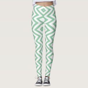 Pastel green geometric pattern leggings