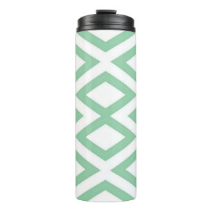 Pastel green geometric pattern thermal tumbler