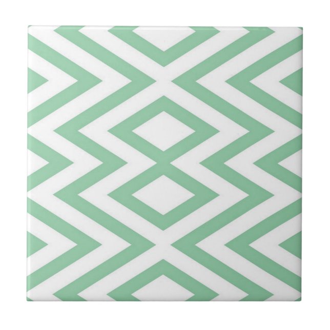 Pastel green geometric pattern tile (Front)