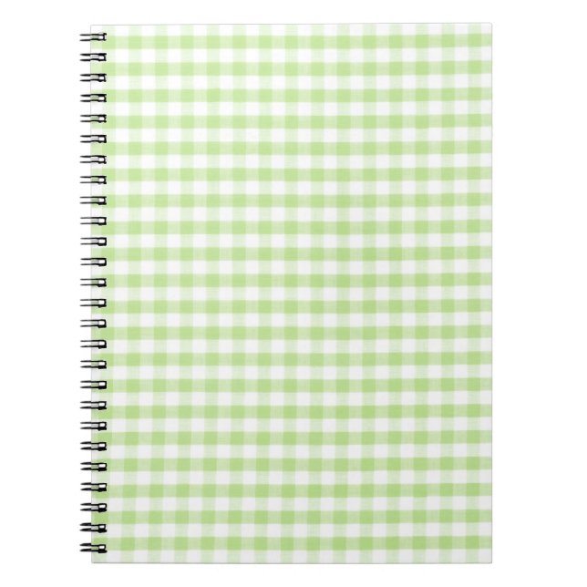 Pastel Green Gingham pattern Spiral Notebook (Front)