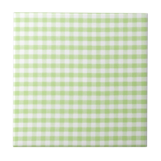 Pastel Green Gingham pattern Tile (Front)
