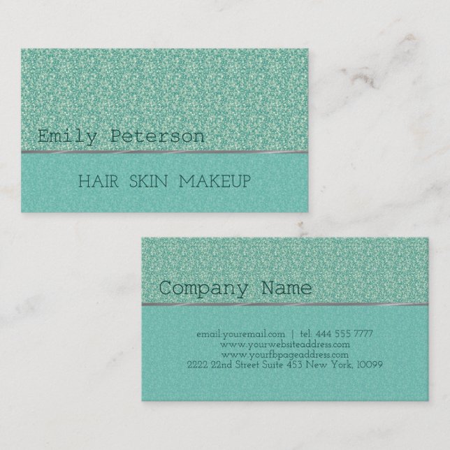 Pastel Green Glitter Pattern Business Card (Front/Back)
