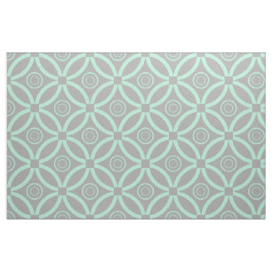 Pastel Green & Grey Retro Geometric  Pattern Fabric